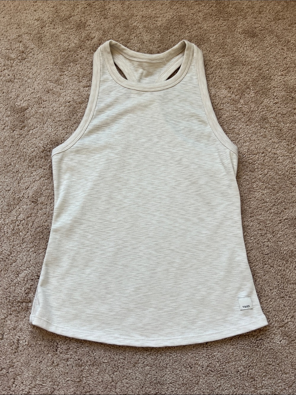 Vuori Cream Ribbed Performance Racerback Tank